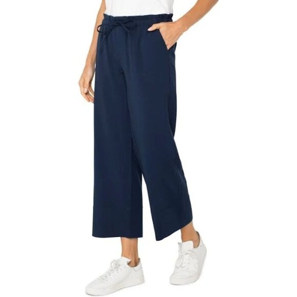 Liverpool Wide Leg Cosmic Navy Crop Pants Size Medim Draw String NWT $98 - Picture 2 of 12